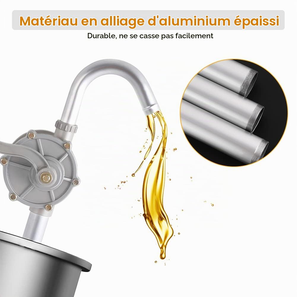 Pompe à Manivelle 29L / Min, Pompe à Manuelle avec Poignée Antidérapante, Fioul Pompe à Tambour Alliage D'aluminium de Haute Qualité, pour le Transfert de Liquides