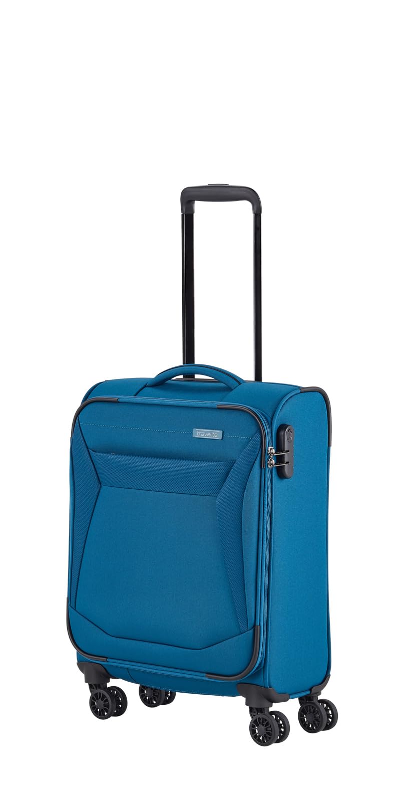 travelite 4-wheel suitcase hand luggage soft shell, IATA board luggage size; CHIOS series, trolley with edge protection + clip-on function, 55 cm, 34 liters