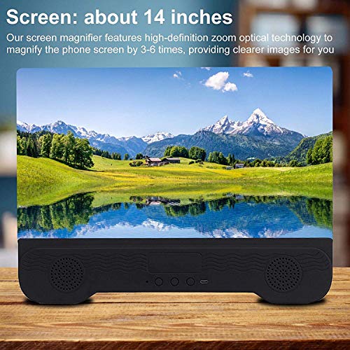 14'' Screen Magnifier With Bluetooth Speakers For Cell Phone,3D Magnifying Projector Screen Enlarger For Movies Videos Games Foldable Stand Holder With Hd Screen Amplifier Supports All Smartphones #TOP4