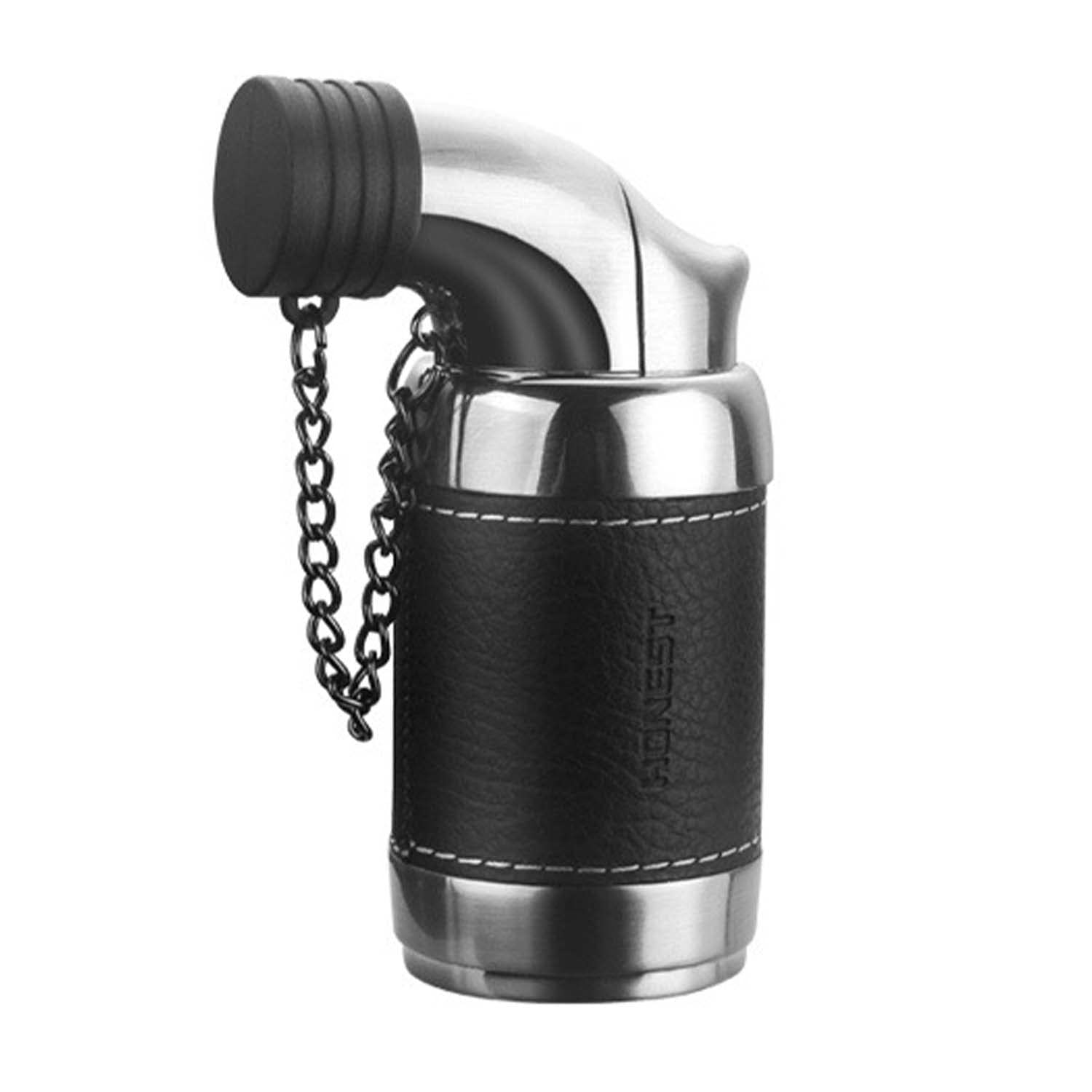 Briquet Torche Flamme Puissante à 4 Jets Butane Rechargeable Cigare Briquet avec Cache-poussière Bas Ajustement de la Flamme et Punch Au Cigare Concevoir