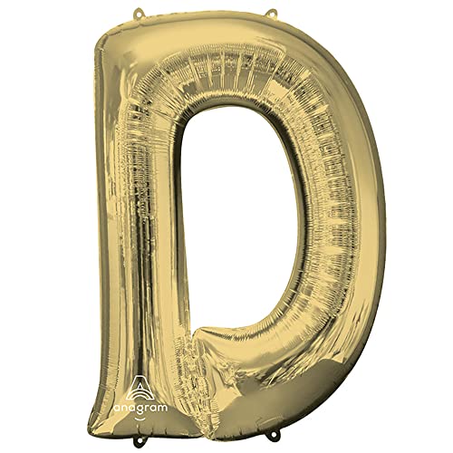 Anagram Letter D Foil Mylar Party Balloon, 34", White Gold