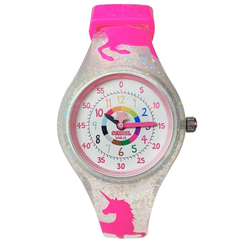 Preschool Collection Time Teacher School Watch - First Watch - Teach Your Child to Tell Time in 5 Minutes Thanks to The Most Intuitive Dial! Hypoallergenic Kids, Children, Toddler Silicone Watch