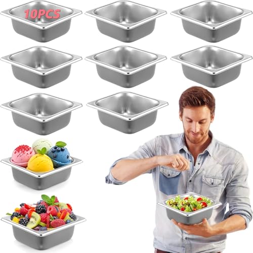 Consejos para Comprar Charola de cocina disponible en línea para comprar. 45 10 Piezas Insertos de Acero Inoxidable 1/6 in, Charolas de Acero Inoxidable 17.6 x 16.2 x 6.5 CM, Apilable y Fácil de Limpiar,para Hotel, Restaurante, Suministros de Fiesta...