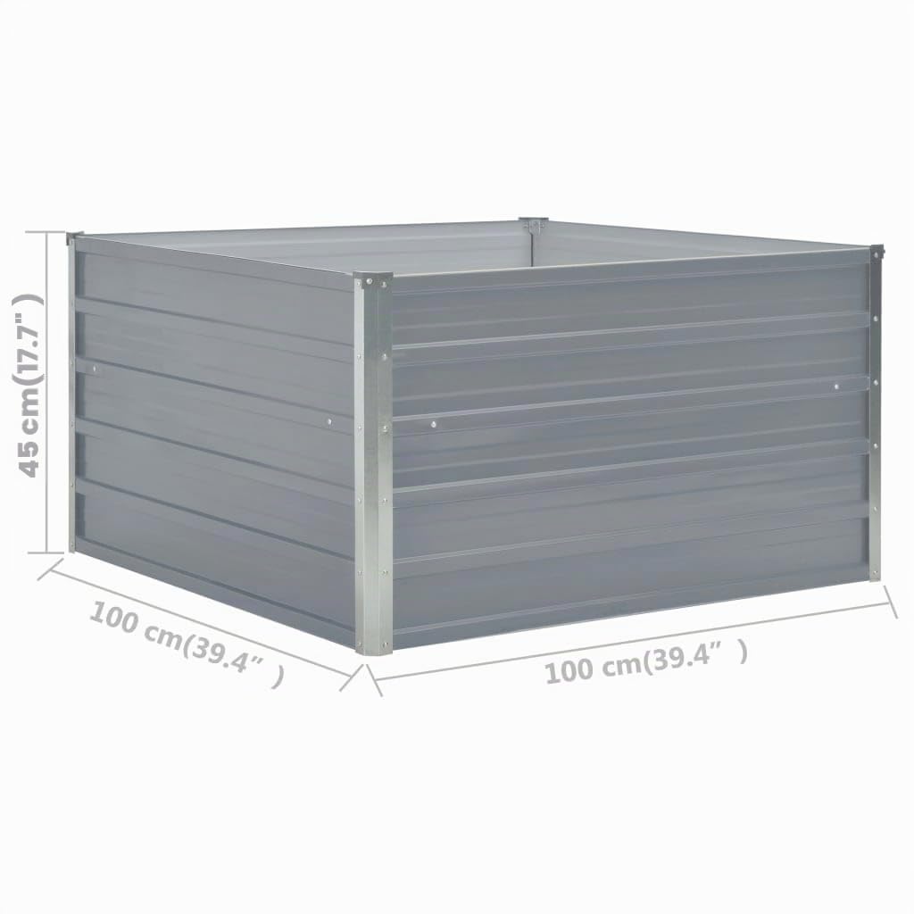 vidaXL Jardinière 100 x 100 x 45 cm Acier galvanisé Gris