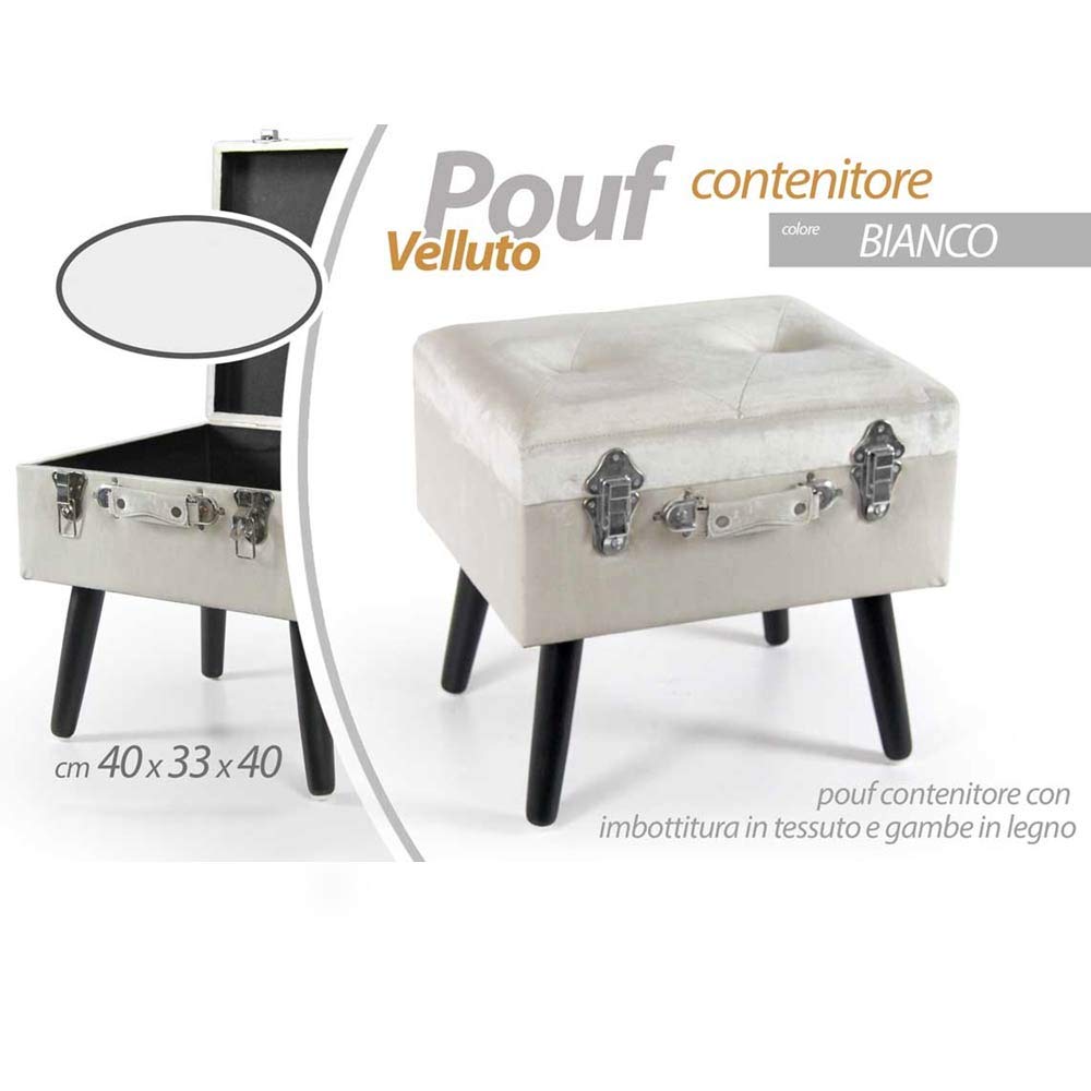 Pouf Contenitore In Velluto A Forma Di Valigia - Sgabello Con Cassapanca, 40x33x40 Cm - Foto 12