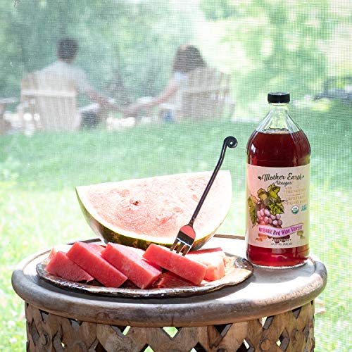 Mother Earth, Organic Red Wine Vinegar with The Mother, Fresh Pressed Organic Cabernet Grapes, ORWV, RWV, Raw, Unpasteurized, Unfiltered (2/32oz Glass Bottles)