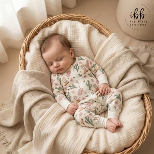 Image of ITSY BITSY BOUTIQUE Viscose Bamboo Baby Pajamas - Boys and Girls Footie Sleeper Convertible 2-Way Zipper Sleeper