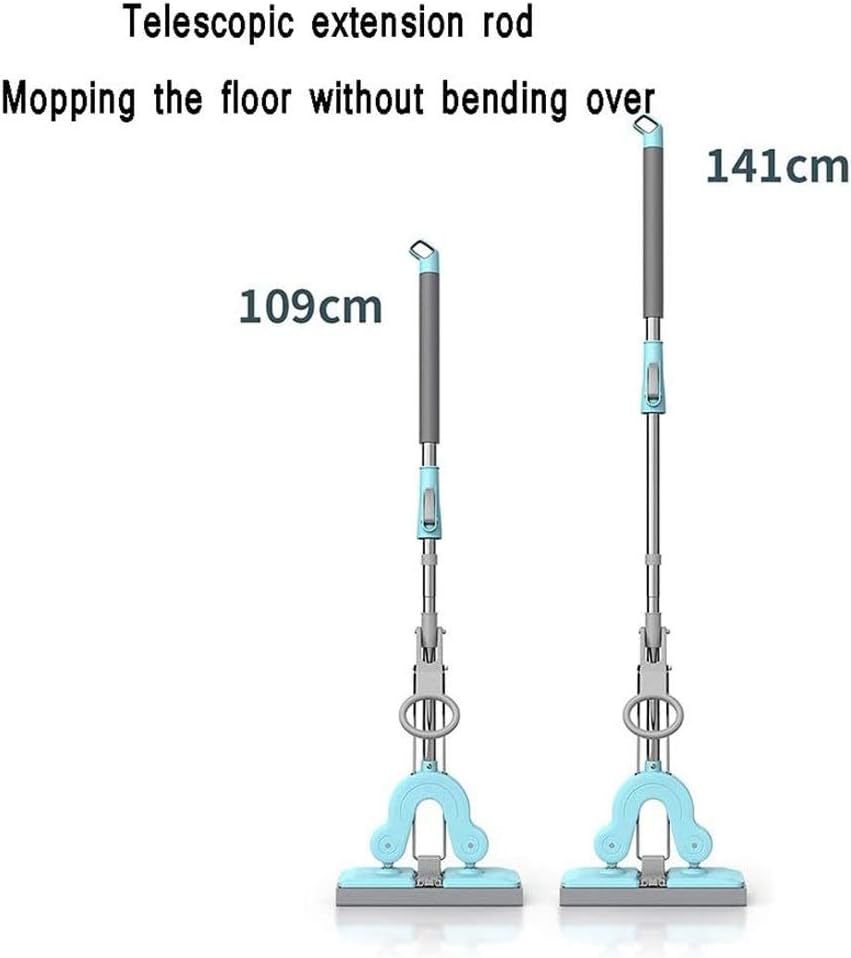 Bvdsg Mop Sponge Hands Free Washing Sponge Absorbent Rubber Mop Net Household Flat Folding Water Extinguishing Cotton Mop