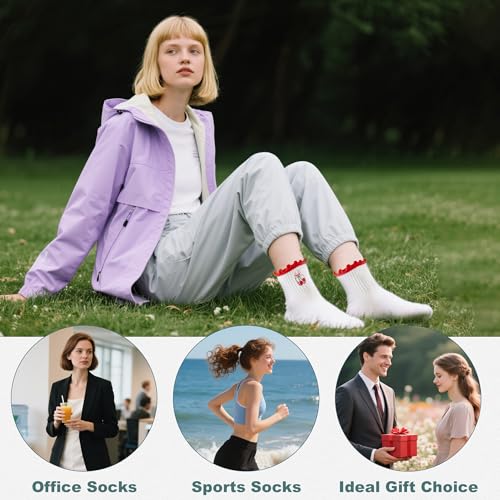Image of BISOUSOX Pilates Socks Cute Grippy Socks Woman, Ruffle Frilly Grip Ankle Lettuce Dress Yoga Non Slip Sock Size 5 7-9