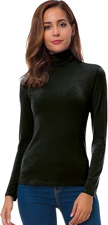 VOBCTY Womens Long Sleeve Turtleneck Lightweight Slim Active Shirts