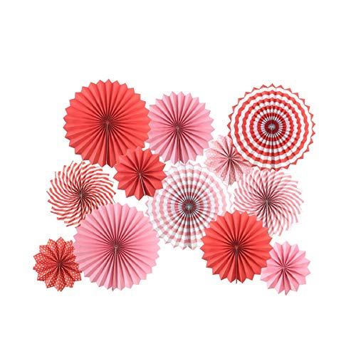 Juego de 12 guirnaldas de papel para colgar, diseño redondo, para decoración de cumpleaños, bodas, graduaciones, accesorios para eventos rosso Cover