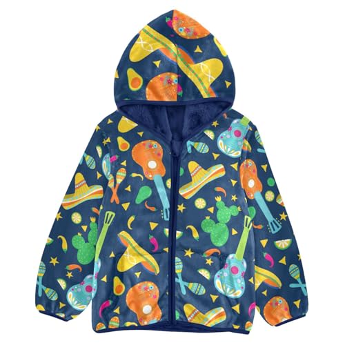 Guitar Sombrero Maracas Girls Fleece Jacket Girls Fall Jacket Girls Zip Up Hoodie Girls Sherpa Jacket 2-10T
