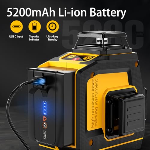 Image of Laser Leveler Self Leveling 3x360 Self Levelling 3D Green Cross 12 Lines Professional Laser for Construction and Painting - Y03CG