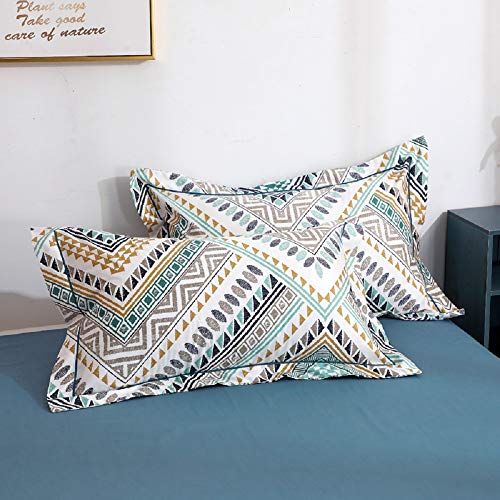 Boho Duvet Cover King, 100% Cotton 3 Pieces Boho King Bedding Set, Ethnic Yellow White Green Louvre Bohemian Pattern Duvet Covers, With Zipper Closure, Luxury Soft Breathable Comfy (Boho, King) #TOP6