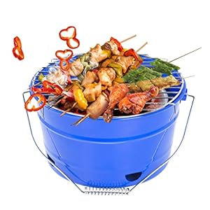 Uten Portable BBQ Grill, Premium Charcoal Grill Table Grill Stainless Steel Barbecue Charcoal Grill for Outdoor Camping Blue