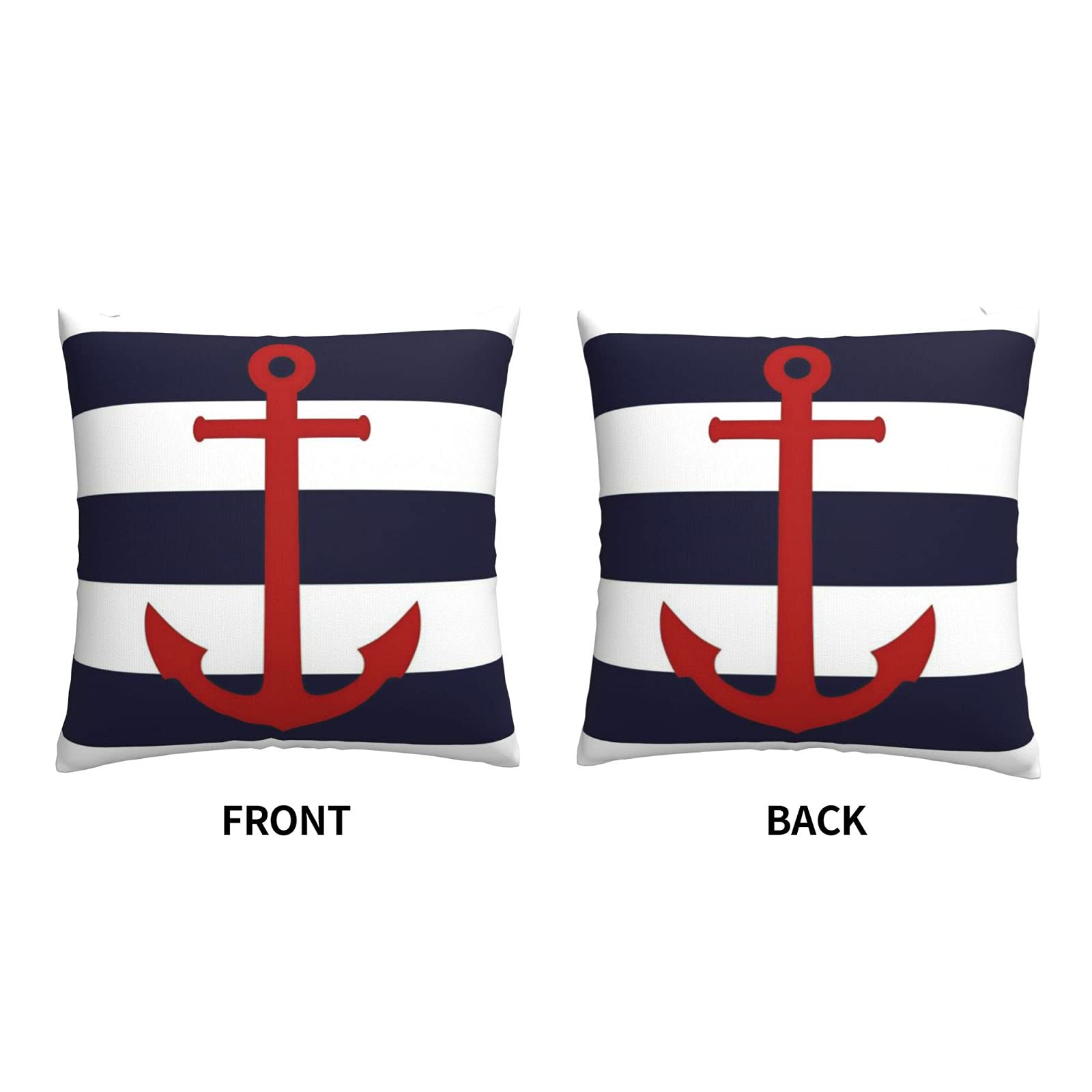 Cuscino Quadrato Personalizzato Con Ancora Nautica | Fodera In Cotone 50x50 Cm | Rosso, Bianco E Blu | Regalo Originale - 5