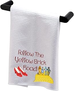 BDPWSS Follow The Yellow Brick Road Kitchen Towel for Daughter Graduation Gift Ruby Fan Ruby Red Slippers Gift Book Nerd Gift (Yellow Brick TWCA)