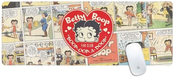 Skinit Large Gaming Mouse Pad - Officially Licensed Betty Boop Comic Strip Design with Stitched Edges, Waterproof, Non-Slip Rubber Base, Desk Mat for Keyboard & Mouse, 31.5" x 11.8" inches