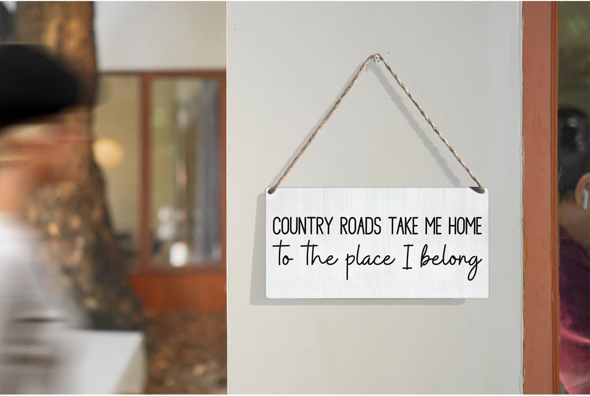 Vintage Country Roads Take Me Home Wall Sign Decor for Home Living Room Farmhouse Country Sign with Wood Wall Art Decor 12 × 6 Inch - Image 3