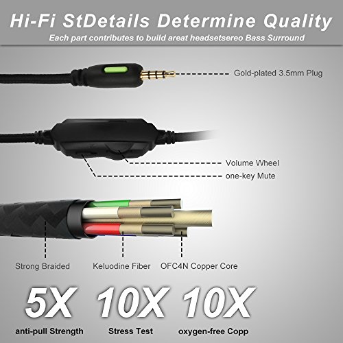 Qingta Gaming-headset, 3,5 mm jackplug, stereo-bas, surround-geluidsisolatie, gaming koptelefoon met microfoon en… - Image 7
