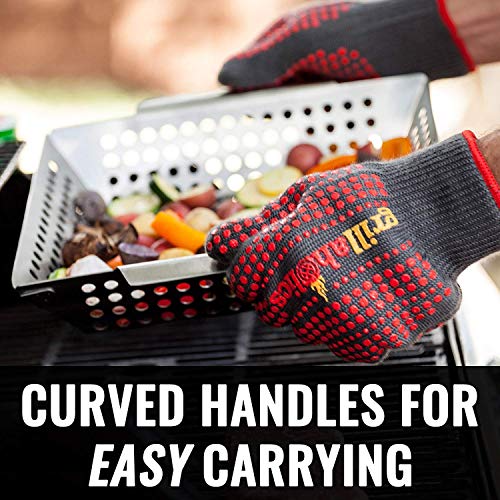 Grillaholics Vegetable Grill Basket for Outdoor Grill - Extra Large, Heavy-Duty Stainless Steel Veggie Grilling Basket with Handles