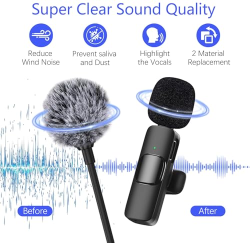 Image of Mini Wireless Furry Windscreen & Foam Cover Set for Lavalier Microphone, Wind Muff Mic Cover to Reduce Plosive and Better Highlight the Vocals(2Pcs Foam, 2Pcs Furry, 5mm+10mm)(Microphone not included)