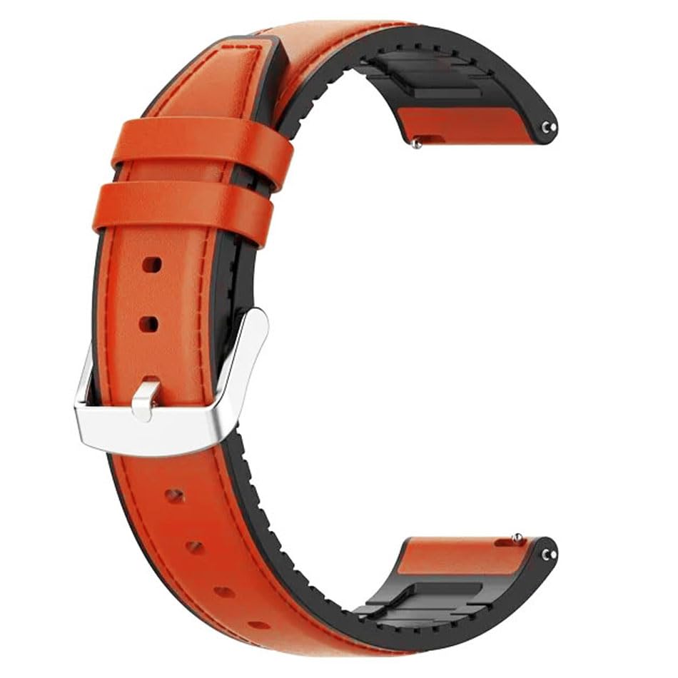 Image of AONES 20mm Watch Strap Leather Silicone Belt Compatible for Timex Analog Twhg03Smu26 Smartwatch Hook Band