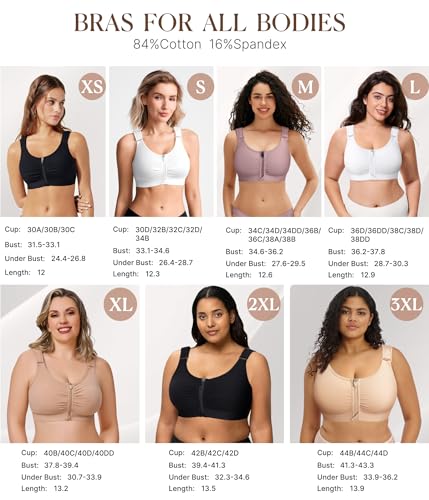 Image of BRABIC Zip Front Closure Everyday Bras for Women Post Sugery Compression