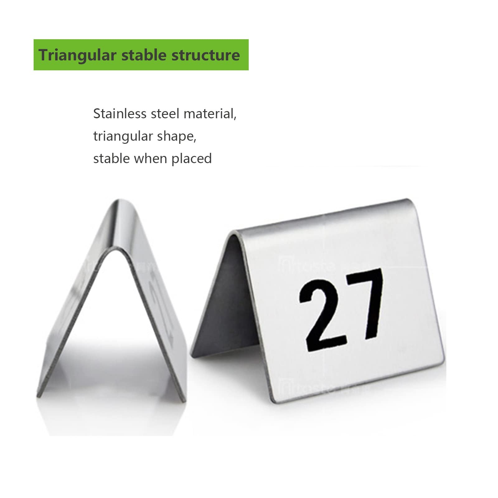 Tarjetas apilables de números de Mesa de Acero Inoxidable para restaurantes, cafeterías y Bares. Letreros de números de Mesa, Placas del 1 al 100, 50 * 40 * 35 mm.