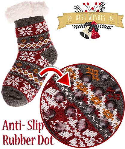 Image of MOGGEI Girls Slipper Fuzzy Socks Kids Boys Fluffy Fleece Lined Warm Plush Sherpa Winter Child Home Socks