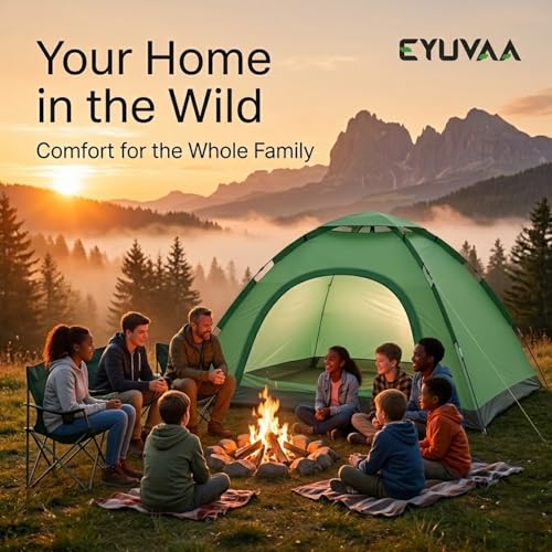 Image of EYUVAA LABEL Camping Tent for 8 Person Waterproof Portable Outdoor Dome Tent with Carry Bag Easy Setup Lightweight for Hiking, Picnic & Travelling