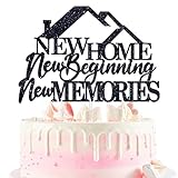 Home Sweet Home Cake Topper, Welcome Home Cake Decorations, New Home New Memories, Housewarming/Family Reunion Party Decorations, Black Glitter