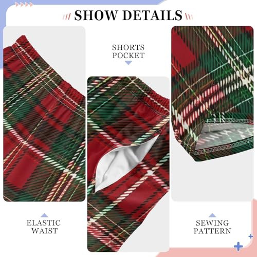 Red and Green Checkered Pattern Pajama Pants Long Sleep Pants Soft Pajama Bottoms With Pockets3