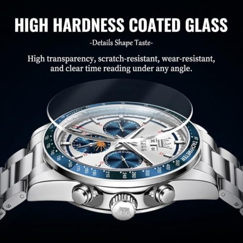 Image of OLEVS Men's Automatic Watch Batteryless Waterproof Mechanical Self Winding Stainless Steel Dress Luxuxry Wrist Watch with Tourbillon, Day-Day-Year & Chronograph Gift for Him Relojes de Hombres