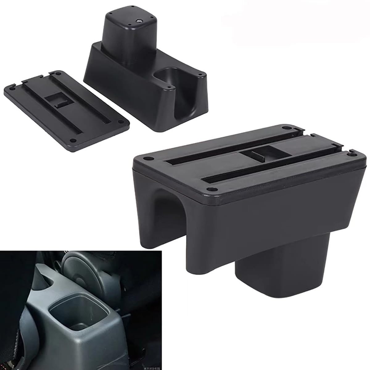 ZENVI MittelArmlehnen Compatible with Suzuki Swift Armlehnen 2008-2024 Mittelkonsolen Veranstalter Armlehnen Doppelter Stauraum Verwendbar als Ellbogenstütze（Schwarzer Stil）