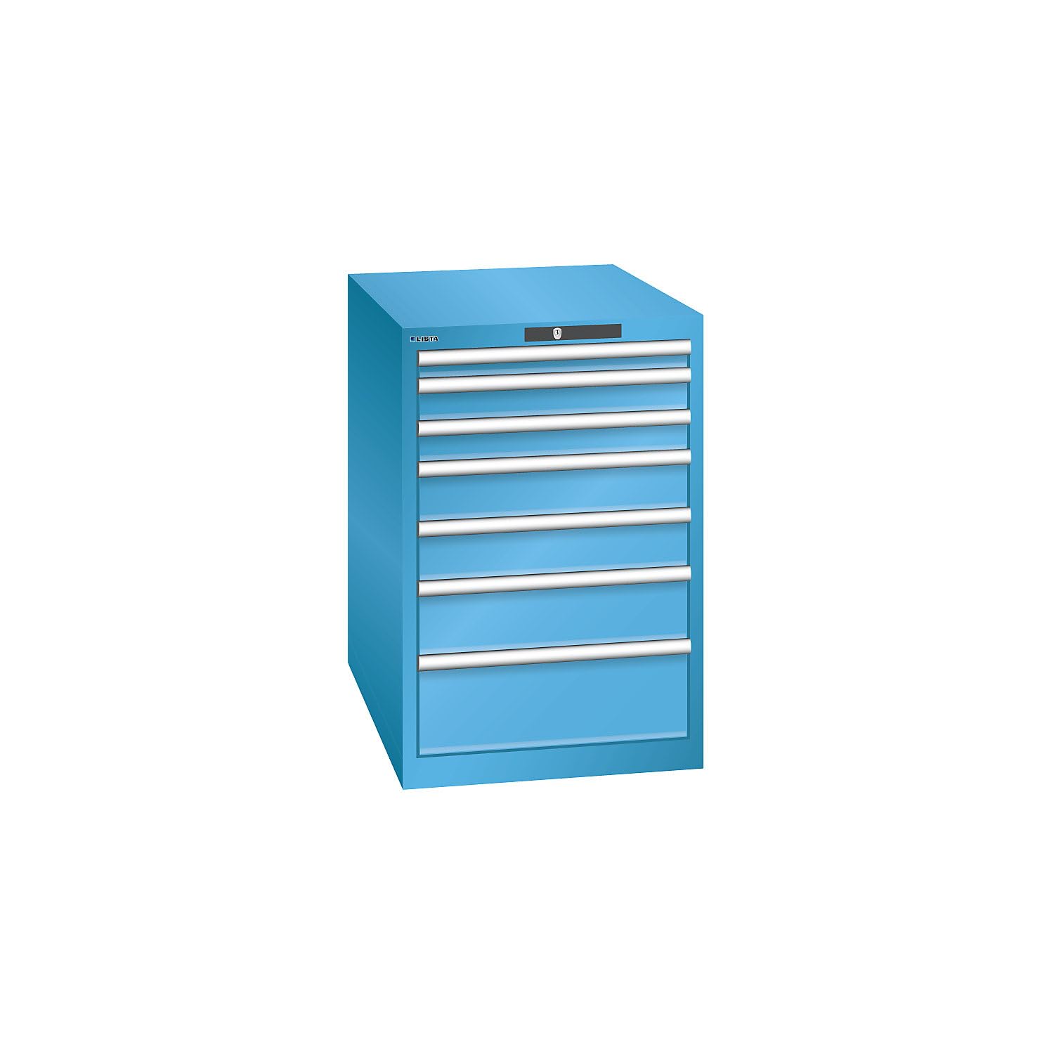 Lista | Schubladenschrank | 7 Schubladen | lichtblau RAL 5012 | Stahl