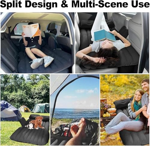Image of Antson Premium Car Inflatable Bed with Pump & 2 Air Pillow | Quick Inflatable Back Seat Bed | Car Inflatable Mattres | Car Bed Mattress | Car Bed for Kids,Travel,Trip,Camping,Picnic, Beach (Black)