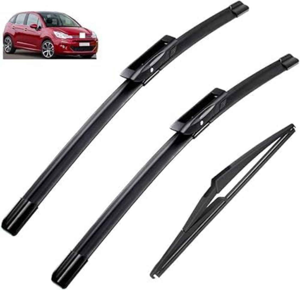 NYSLDSCO Premium Exact Fit Windscreen Wiper Blades for Citroen C3 MK2 Hatchback 2009-2016 Durable Natural Rubber Easy Fit for a Quiet and Streak Free Wipe