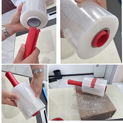 QILIMA Mini Clear Industrial Stretch Wrap Film, 80 Gauge Thick Cling Plastic Wrap for Moving, Pallet Wrap - Self Adhering Packaging Heavy Duty Shrink Film, 5\" x 1000ft 4 Pack with Handle