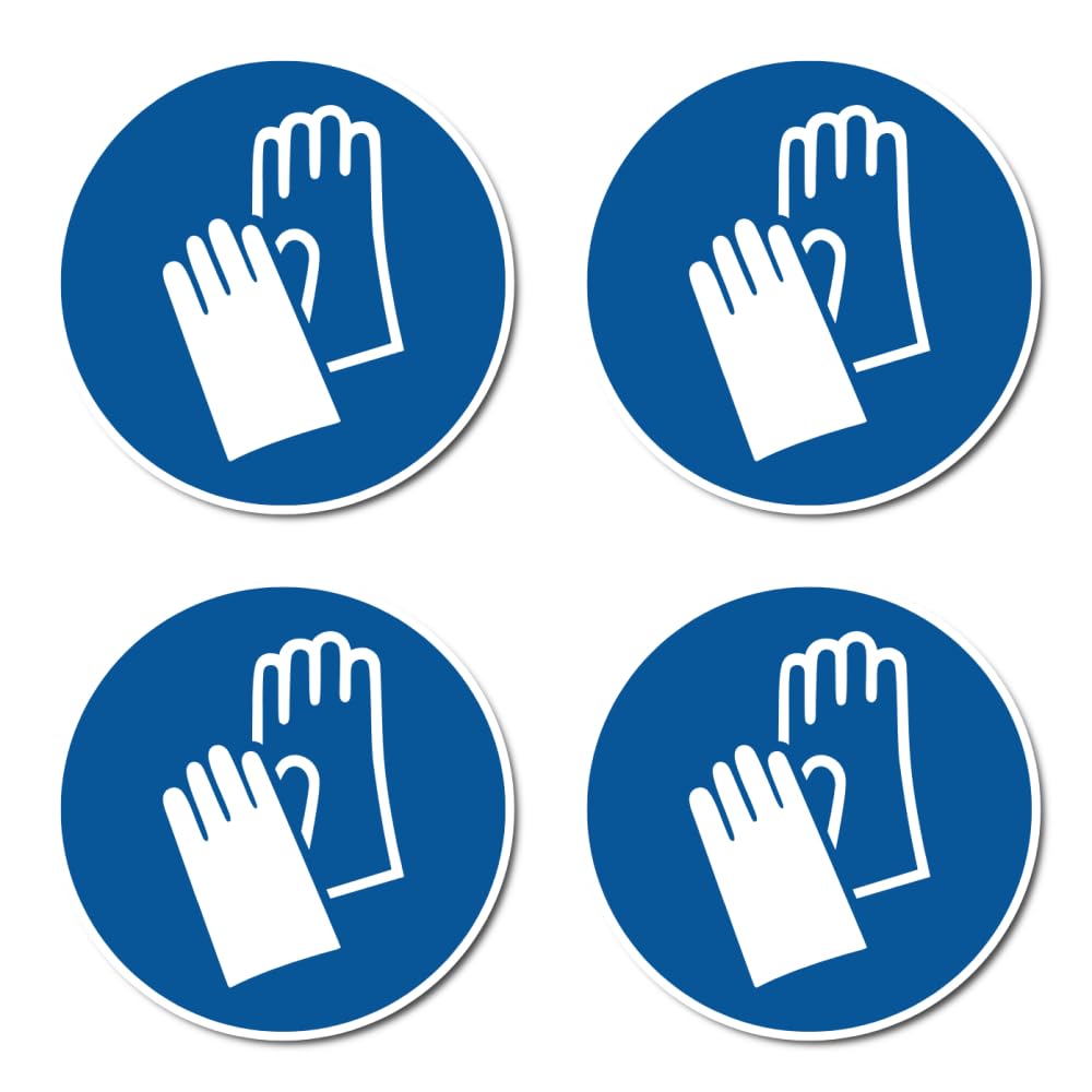 Use hand guards: M009 - DIN EN ISO 7010 / ASR A1.3 - sticker: diameter 7.5 cm, pack of 4, 44.18 cm²