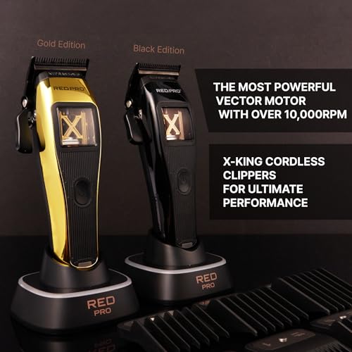 Cortapelos inalámbrico recargable RED Pro X-King con base USB-C y 6 peines 5