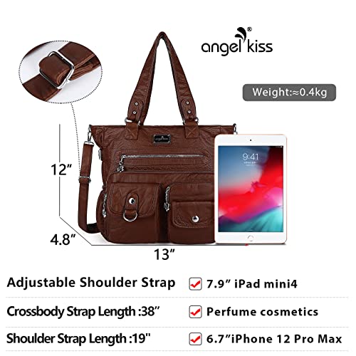 Image of Angelkiss Purses Handbags for Women PU Tote Satchel Bags for Women Pockets Shoulder Bags | PU