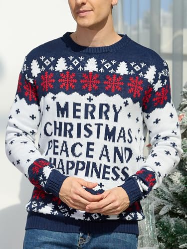 YIJIU Men's Ugly Christmas Sweater Long Sleeve Crew Neck Knitted Sweaters Xmas Holiday Funny Pullover Knitwear Tops4