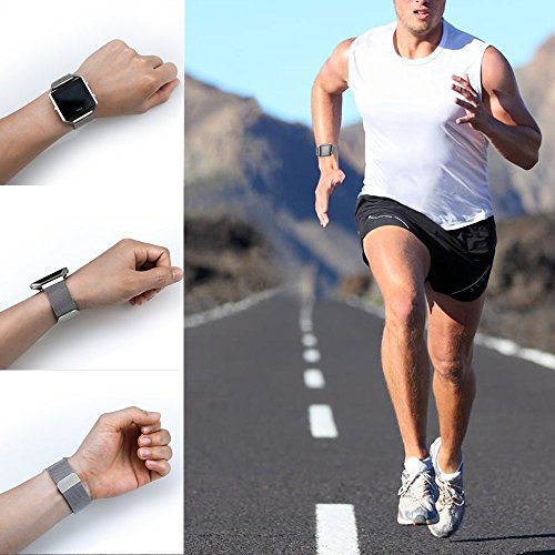 KKmoon Fitbit Versa Bandas Pulseira De Aço Inoxidável 24 cm Pulseira com Único Ímã Bloqueio Acessóri