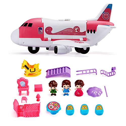 Tuko Transport Cargo Airplane Car Toy Play Set for 3+ Years Old Boys and Girls(Pink)