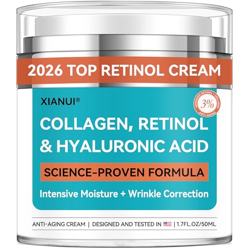 XIANUI Retinol Face Cream with Collagen & Hyaluronic Acid - Anti Aging & Firming Face Moisturizer for Women & Men - Wrinkle Reduction Night & Day Cream, 1.7 Fl Oz