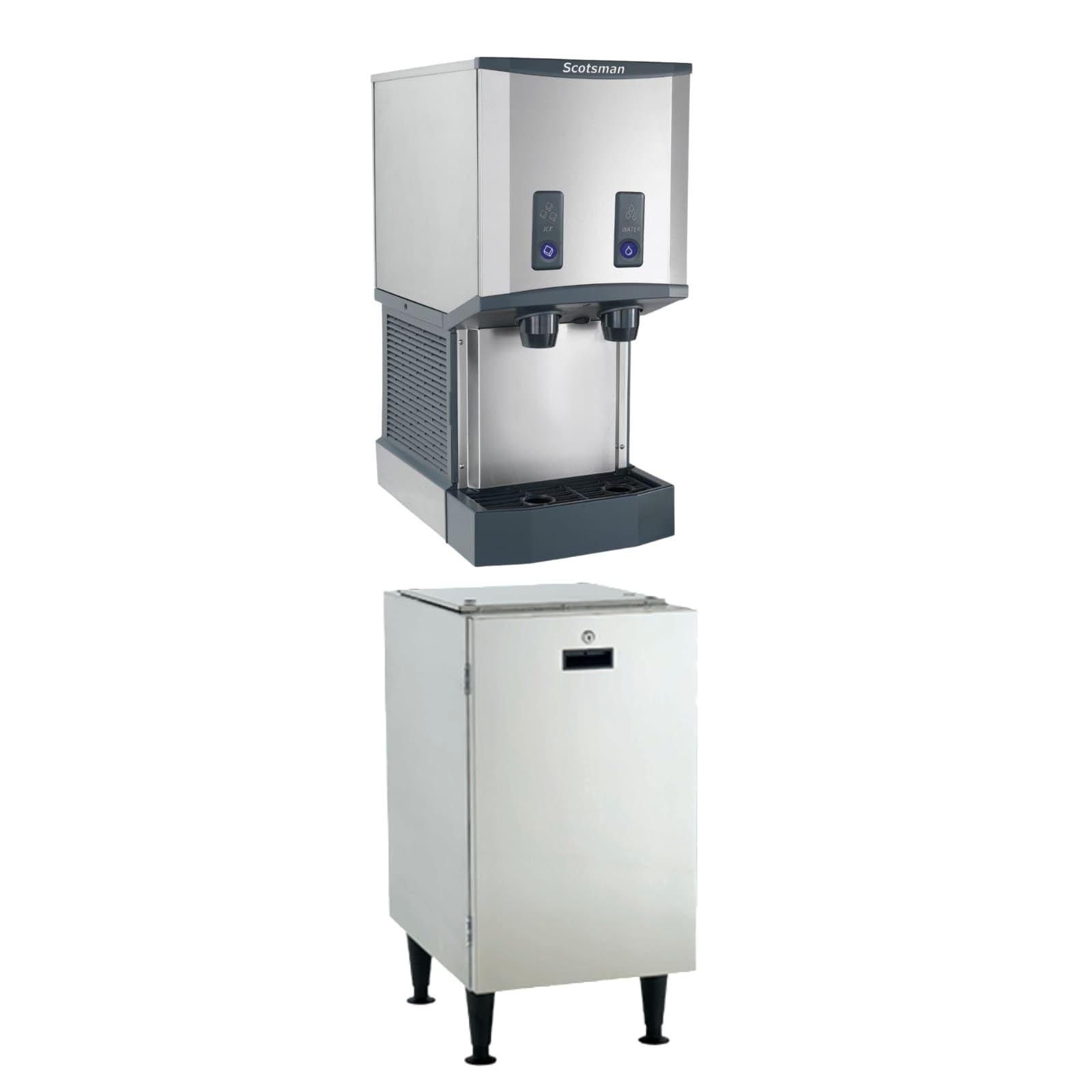 Scotsman Meridian Push-Button Countertop Nugget Ice Maker & Water Dispenser - 500 Lb/Day, 40 Lb Storage Bin, Stand W/Door on Fridge.com - View 2