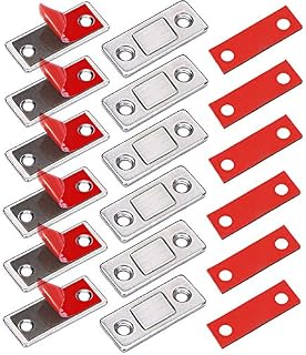 Cupboard Door Magnet Jiayi 6 Pack Ultra Thin Magnetic Door Catch Small Drawer Magnet Catch Metal Wardrobe Door Magnetic Latch Adhesive Cabinet Magnet for Kitchen Closet Sliding Door Magnet Closure