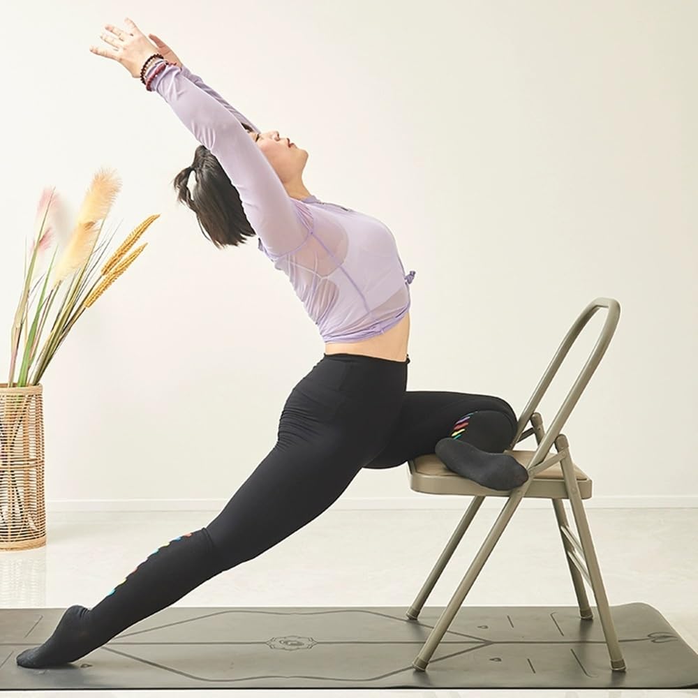 Silla de Yoga Plegable de Asistencia para Casa y Gimnasio, Sin Respaldo (Black)