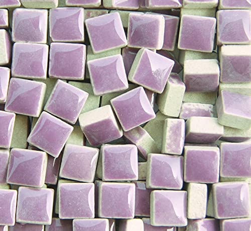 PINUO&KE 200 Pieces / 200 g Square Shapes 1x1 cm Square Ceramic Mosaic Mosaic Tiles for Crafts, Colorful Stained Glass Pieces for Mosaic Projects - Dark Purple